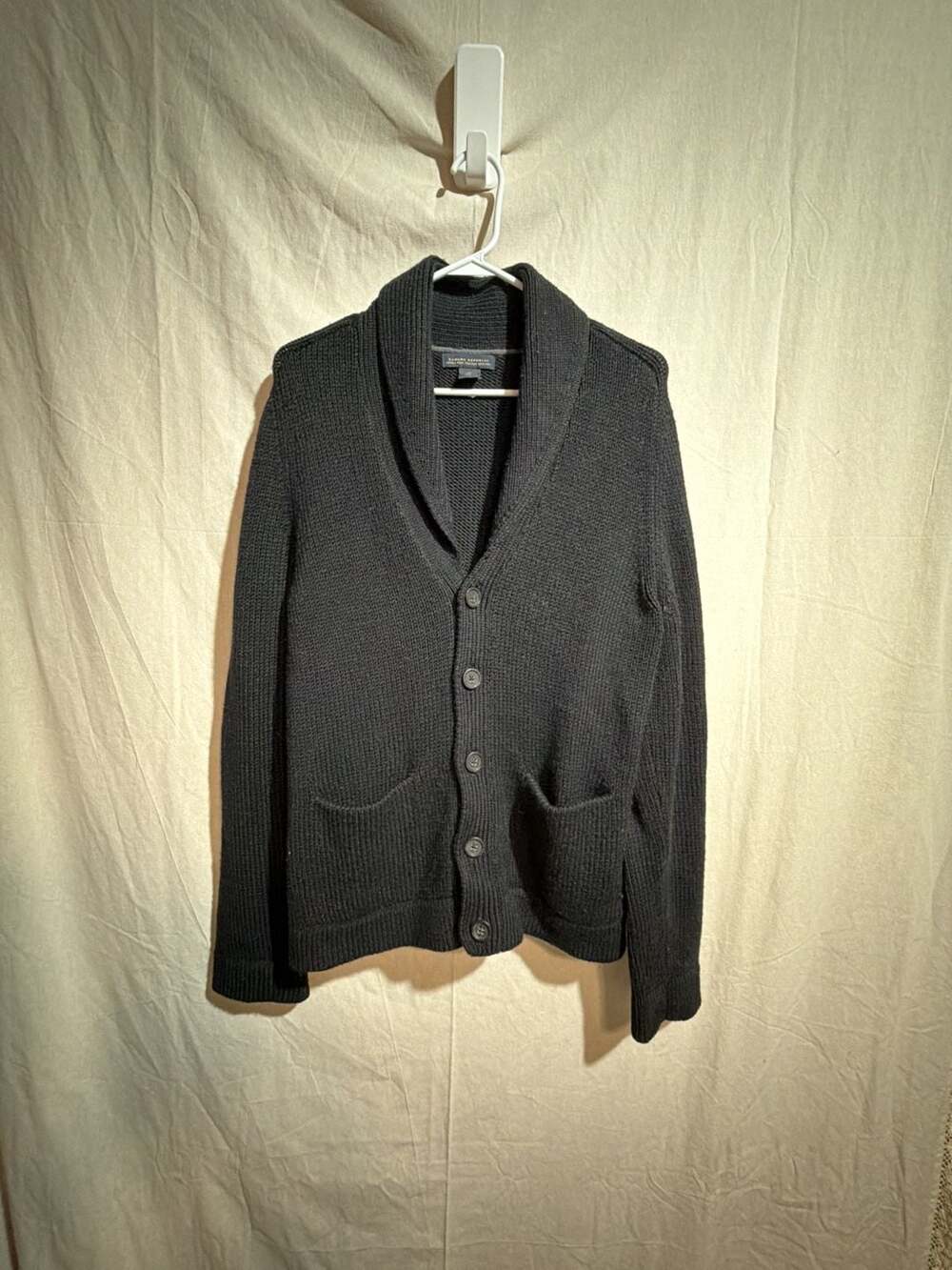 Banana Republic Extra Fine Italian Merino Wool Shawl Collar Cardigan Sweater Bla